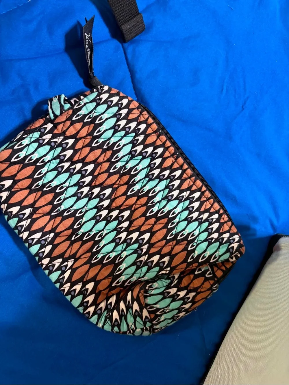 Vera Bradley Orange, Aqua & Black Patterned Cosmetic Bag Set